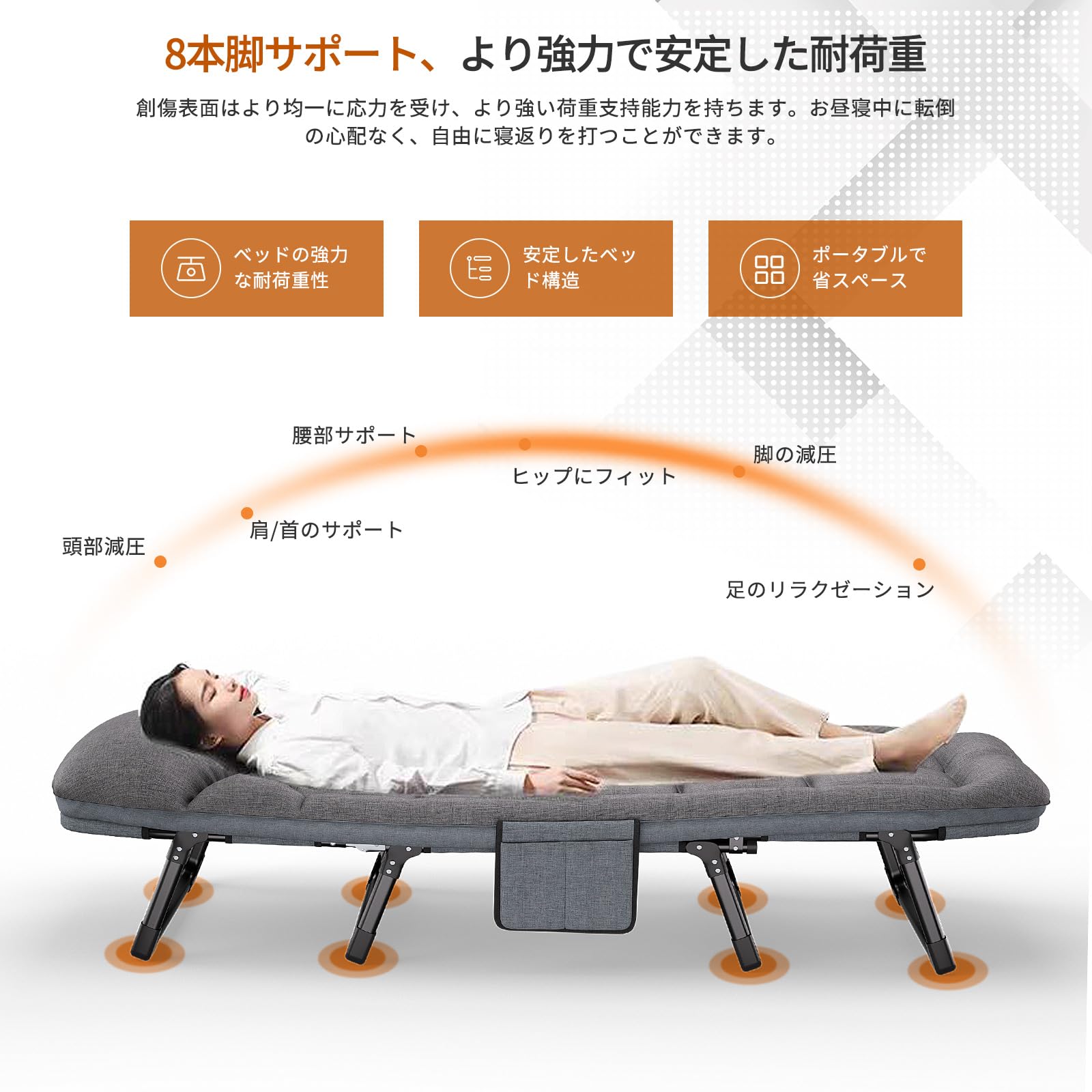 Amazon.co.jp: キャンプコット 簡易 コットベッド 枕付きサマーベッド